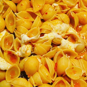 Pasta nduja and mozzarella